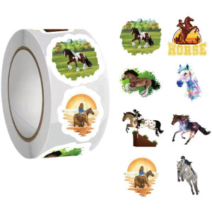 500 Pieces8 Patternsequestrian Horse Stickers Colorful Fashion Graffiti Rolls Self Adhesive Seals For Kids Girls Boys Teens Ad