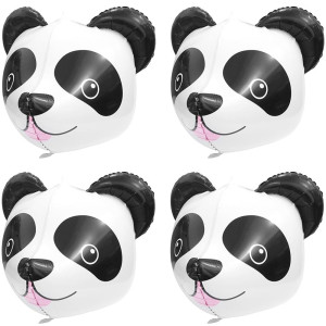 Zoo Animals Panda Balloons Panda Themed Party Supplies For Kids Boys Girls 4 Pack Cartoon Panda Head Aluminum Balloons Jungle S