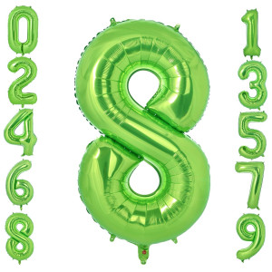 Vonokee 40 Inch Light Green Giant Number Balloons 8 Jumbo Digital Foil Mylar Balloon For Birthday Party Wedding Anniversary Cel