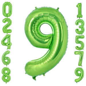 Vonokee 40 Inch Light Green Giant Number Balloons 9 Jumbo Digital Foil Mylar Balloon For Birthday Party Wedding Anniversary Cel