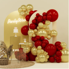 Partywoo Red And Gold Balloons 140 Pcs Ruby Red And Gold Balloons Different Sizes Pack Of 18 Inch 12 Inch 10 Inch 5 Inch For Ba