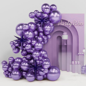 Partywoo Metallic Purple Balloons 130 Pcs 22 Inch Star Balloons And Purple Balloons Different Sizes Pack Of 18 Inch 12 Inch 10