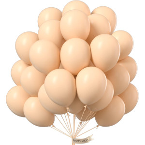 Partywoo Nude Balloons 50 Pcs 12 Inch Boho Apricot Balloons Beige Balloons For Balloon Garland Or Balloon Arch As Baby Shower