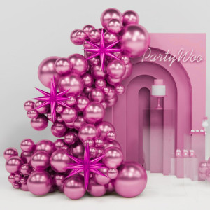 Partywoo Metallic Magenta Balloons 130 Pcs 22 Inch Star Balloons And Magenta Balloons Different Sizes Pack Of 18 Inch 12 Inch 1