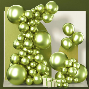 Partywoo Metallic Olive Green Balloons 140 Pcs Olive Green Metallic Balloons Different Sizes Pack Of 18 Inch 12 Inch 10 Inch 5