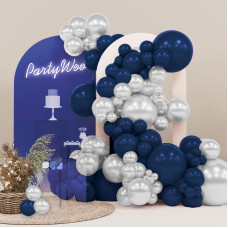 Partywoo Blue And Silver Balloons 140 Pcs Navy Blue And Silver Balloons Different Sizes Pack Of 18 Inch 12 Inch 10 Inch 5 Inch