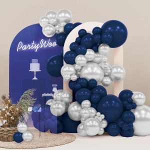 Partywoo Blue And Silver Balloons 140 Pcs Navy Blue And Silver Balloons Different Sizes Pack Of 18 Inch 12 Inch 10 Inch 5 Inch