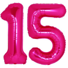 40 Inch Giant Hot Pink Number 15 Balloon Helium Mylar Foil Number Balloons For Birthday Party 15Th Birthday Decorations For Ki