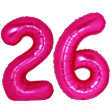 40 Inch Giant Hot Pink Number 26 Balloon Helium Mylar Foil Number Balloons For Birthday Party 26Th Birthday Decorations For Ki