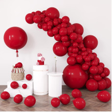 Rubfac 116Pcs Ruby Red Balloons Different Sizes Pack Of 36 18 12 10 5 Inch For Garland Arch Dark Red Extra Large Balloons For Bi