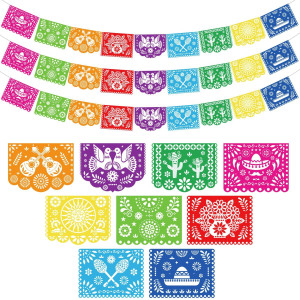 Domestar 3 Pack Mexican Party Banners 54 Feet Papel Picado Fiesta Banner Mexican Fiesta Garland For Cinco De Mayo Dia De Los Mu