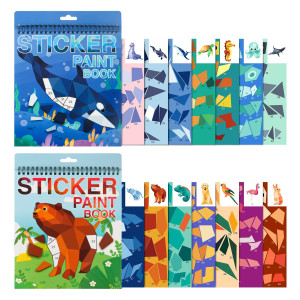 2Pcs Crafts For Kids Ages 48 810 Sticker Paint Number Books Sticker Books For Kids Animal And Ocean Stickers For Kids Birthday