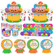 Officygnet 108 Pcs Birthday Crowns Party Hats For Kids Classroom Include Happy Birthday Badge Stickers Paper Party Hats With E