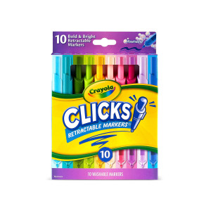 Crayola Clicks Retractable Markers 10Ct Washable Markers For Kids Click Markers School Supplies For Kids Gifts Ages 5