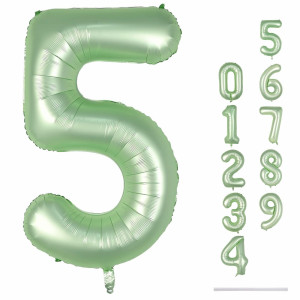 Sage Green 5 Balloons 40 Giant Helium Foil Number 09 Olive Green Birthday Balloon For Boys Girls Self Inflating Digit 5 Bal