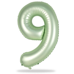 40 Sage Green Number 9 Balloon Self Inflating Foil Number Balloons Set 09 Olive Green Digital 9 Helium Balloon For Girls Bo