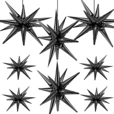 Cadeya 8 Pcs Star Balloons Huge Black Explosion Star Aluminum Foil Balloons For Birthday Baby Shower Wedding Bachelorette Pa