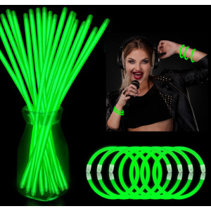 Yofobu Green Glow Sticks Bulk Light Up Bracelet Glow Necklaces With Connectors 50Ct 8 Glowsticks 4Th Of July Neon Party Suppli