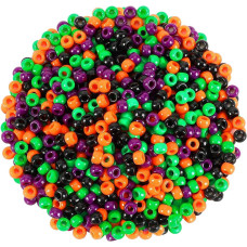 Upins Halloween Pony Beads 1200Pcs Black Purple Orange Green Round Plastic Beads For Jewelry Making Halloween Party Decoration N