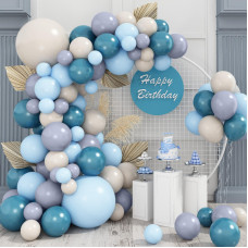 Slate Blue And Beige Balloon Garland Arch Kit Dusty Blue Pastel Baby Blue White Sand Beige Latex Boho Balloons Arch Kit For Boy