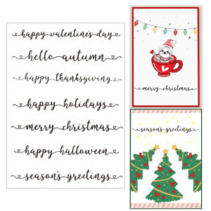 Arbuya Christmas Phrase Clear Stamps For Card Making And Journaling Halloween Thanksgiving Silicone Stamps Autumn Phrase Words R