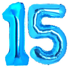 40 Inch Number 15 Balloon Sky Blue 15Th Birthday Anniversary Party Decorations Supplies For Girls Large Foil Mylar Number 51 Rai