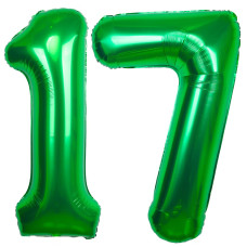 40 Inch Giant Green Number 17 Balloon Helium Mylar Foil Number Balloons For Birthday Party 17Th Birthday Decorations For Kids