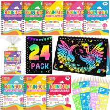 Scratch Art Party Favors For Kids 24 Pack Rainbow Scratch Notebook Bulk Kids Craft School Supplies For Girls Boys 48 Years Old