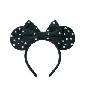 Karett Pearl Mouse Ears Bow Headbands For Women Girls Black Mouse Ears Headband Hair Band For Party Princess Cosplay Decoration