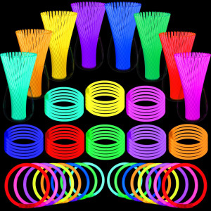 Budi 500Pcs Glow Sticks Party Favors For Kids Adults Glowstick Bulk 8 Colors 8 Inch For Glow Necklace Bracelets Glasses Glow In