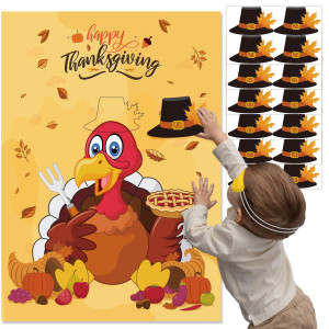 Ourwarm Thanksgiving Party Games Kids Pin The Pilgrimage Hat On The Turkey Game Funny Fall Festival Games For Kids Thanksgivin