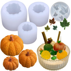 Zqysing 4 Pack Pumpkin Candle Molds 3D Pumpkin Silicone Molds For Epoxy Resin Casting Thanksgiving Halloween Diy Art Gifts Ho