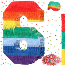 Rainbow Number Piata Multicolor Number Piata Small Kids Birthday Party Piata With Blindfold Stick And Confetti Small Piata For B