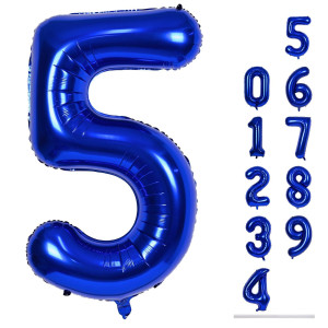 Navy Blue 5 Balloons 40 Giant Helium Foil Number 09 Dark Blue Birthday Balloon For Boys Self Inflating Digit 5 Balloons For