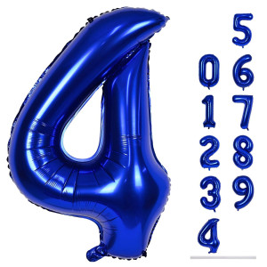 Navy Blue Foil Balloon Number 4 40 Giant Self Inflating Number Balloons Set 09 Large Dark Blue Number 4 Helium Balloon For