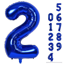 40 Balloon Number 2 Navy Blue Large Dark Blue Foil Number Balloons Set 09 Royal Blue 2 Helium Balloons For Boys 2Nd 12Th 20T