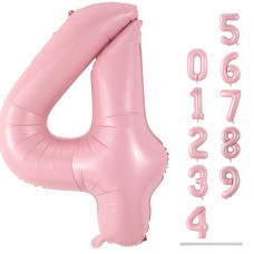 40 Inch Pastel Pink Foil Balloon Number 4 Large Self Inflating Light Pink Number Balloons 09 Pearl Pink Helium Number Balloons