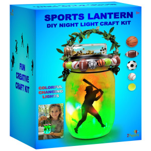 Make Your Own Sports Night Light Lantern Jar Arts Crafts For Boys And Girls Football Soccer Basketball Tennis Baseball G