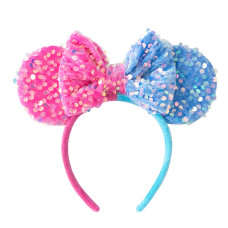 Karett Mouse Ears Bow Headbands Sparkle Minnie Ears Headband Glitter Hair Band For Party Princess Decoration Cosplay Costume