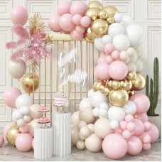 Pink Beige Gold Balloon Garland Arch Kit 109 Pieces Blush Pastel Pink Peach Pink Gold Beige White Sand Latex Balloon Garland Ki