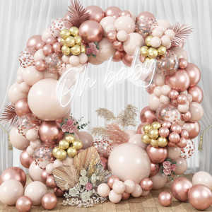 Beige Rose Gold Balloon Garland Arch Kit 119 Pieces Blush Pink Gold Pastel Orange Metallic Rose Gold Confetti Balloon Garland K