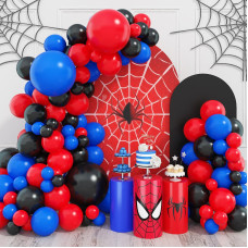 Red Blue Black Balloon Arch Garland Kit 101 Pcs Matte Red Black And Royal Blue Latex Balloon Garland Kit For Super Spider Hero