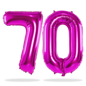 Hot Pink Number 70 Balloons 40 Inch Large Rose Pink Foil Number 7 0 Balloons For Women Self Inflating 70Th Birthday Balloons