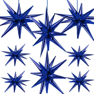 8 Pcs Star Balloons Huge Blue Explosion Star Aluminum Foil Balloons For Birthday Baby Shower Graduation Blue Party Decoratio