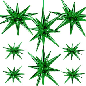 8 Pcs Star Balloons Huge Green Explosion Star Aluminum Foil Balloons For Birthday Baby Shower Green Party Fiesta Party Decor