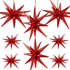 8 Pcs Star Balloons Huge Red Explosion Star Aluminum Foil Balloons For Birthday Baby Shower Wedding Red Party Fiesta Party