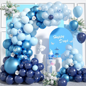 Blue Shades Balloon Arch Garland Kit 106Pcs 1812105 Inch Metallic Chrome Blue Balloons Pearl Blue Balloons Baby Blue Balloon