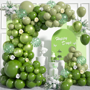 Green Shades Balloon Arch Garland Kit 102Pcs 1812105 Inch Sage Green Balloons Metallic Green Olives Green Confetti Latex Bal