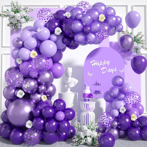 Purple Balloons Arch Garland Kit 106Pcs 1812105 Inch Different Shades Dark Pastel Light Metallic Purple Confetti Latex Ballo