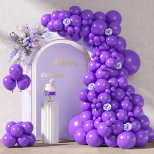 Rubfac 87Pcs Purple Balloons Different Sizes 18 12 10 5 Inches For Garland Arch Premium Purple Latex Balloons For Birthday Wedd